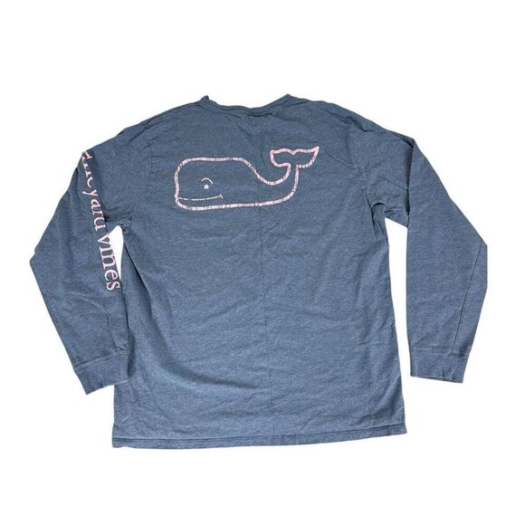 Vineyard Vines size Large Long-Sleeve Heathered Blue Whale Pocket T-Shirt - Picture 2 of 7